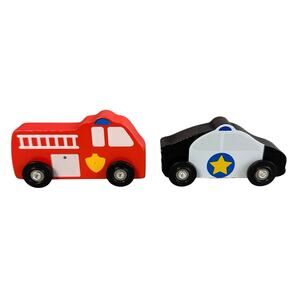 Melissa & Doug Emergency Vehicle Wooden Toy Car Set Fire Truck Police Pretend ￼